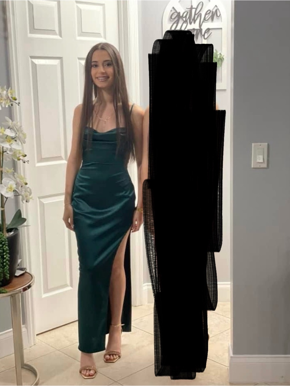 Windsor Hunter Green Satin Cowl Maxi Dress